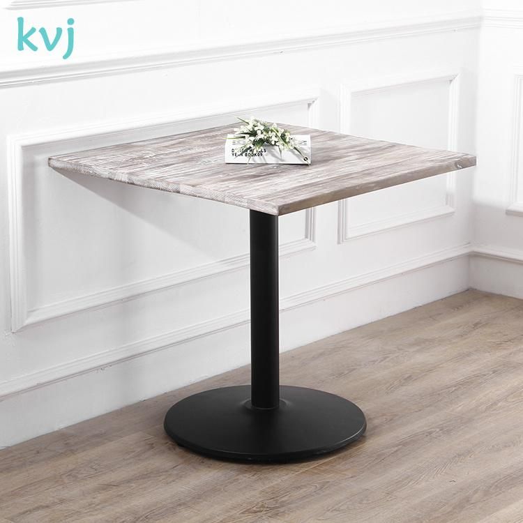 Kvj-7249 Wahshite Square Old Wood Restaurant Dining Table