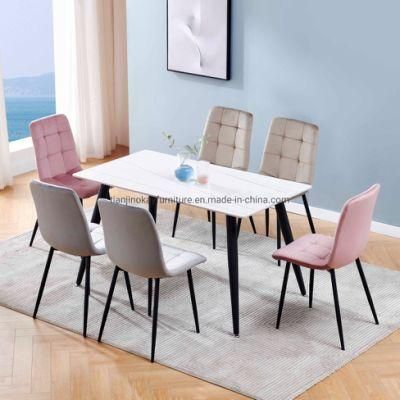 2022 Hot Selling Italia Ceramic Table with Black Metal Four Legs