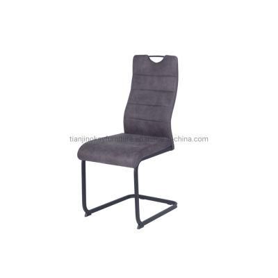 Pk Grey Fabric &quot; Z&quot; Shape Dining Chair with Black Metal Handle and Legs