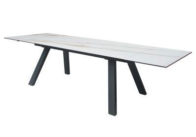 Modern Extension Ceramic Tempered Glass Dining Table for Home