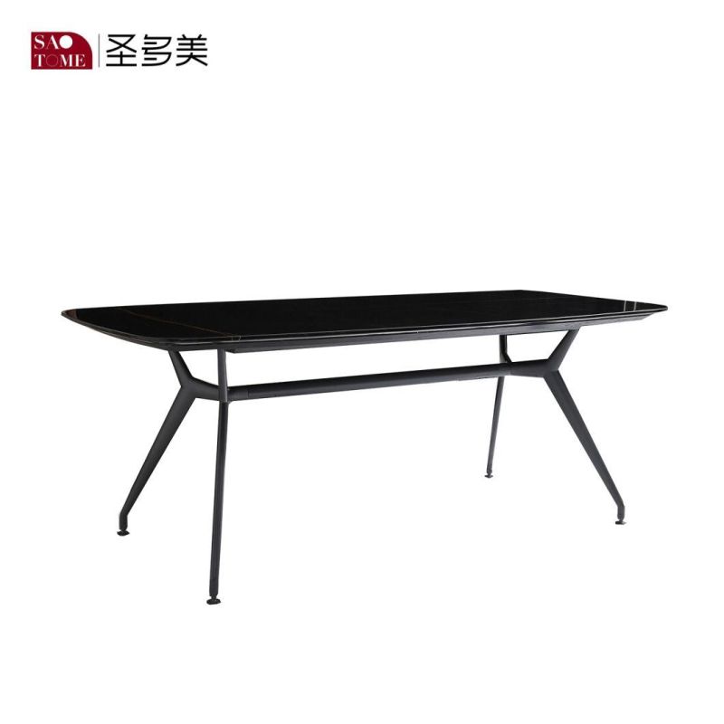 Luxury Stainless Steel Leg Slate Board Dining Table