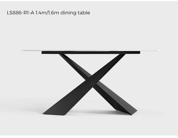 New Modern Metal China Marble Tables Stainless Steel Solid Wood Dining Table Ls886r1