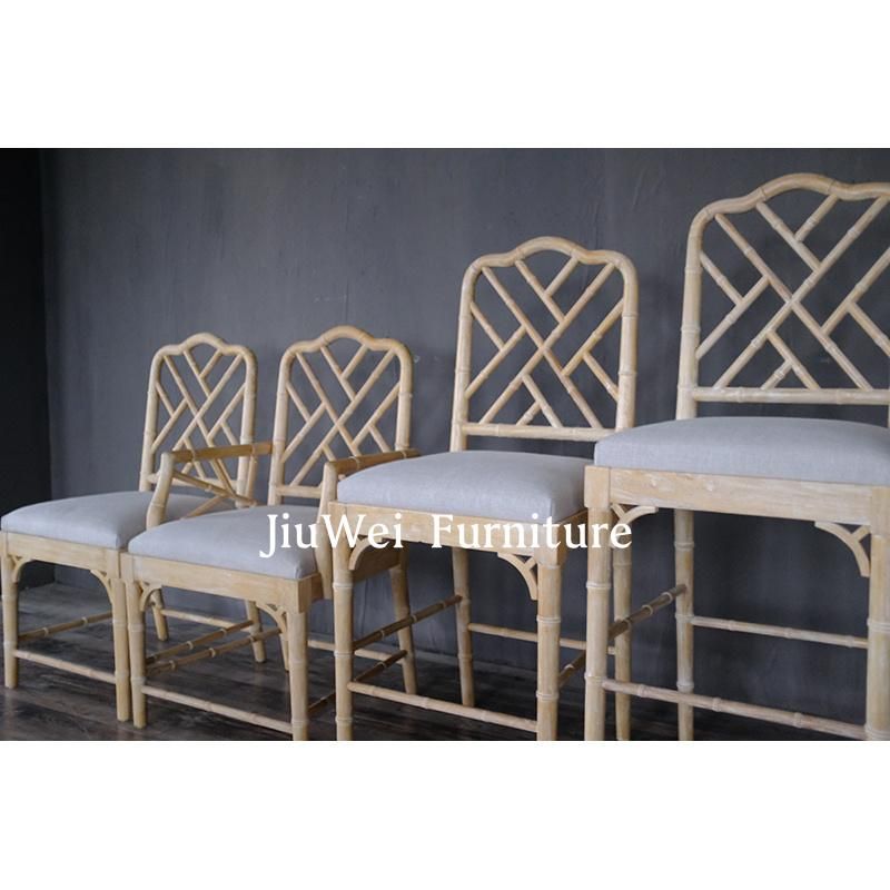 Hot Sale Hamptons Style Faux Baomboo Style Chippendale Chair Wood Dining Arm Wedding Chairs for Bar Stool