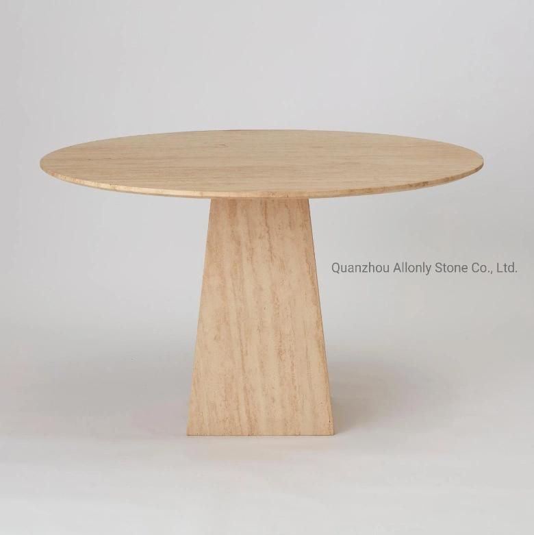 Modern Restaurant Furniture Round Travertine Dining Table