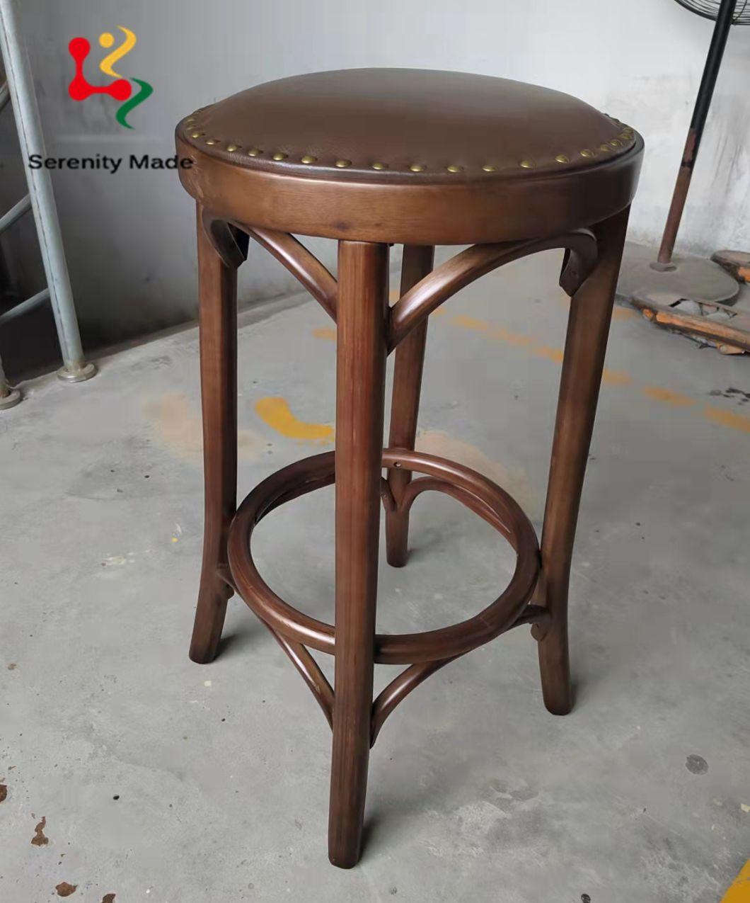 High Quality Round Shape Seating Timber 4 Legs Stable Stool