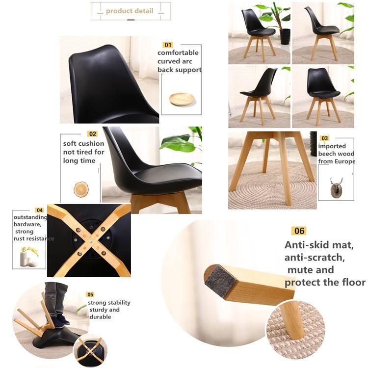 Stable Tulip Plastic Dining Chair with Wood Legs