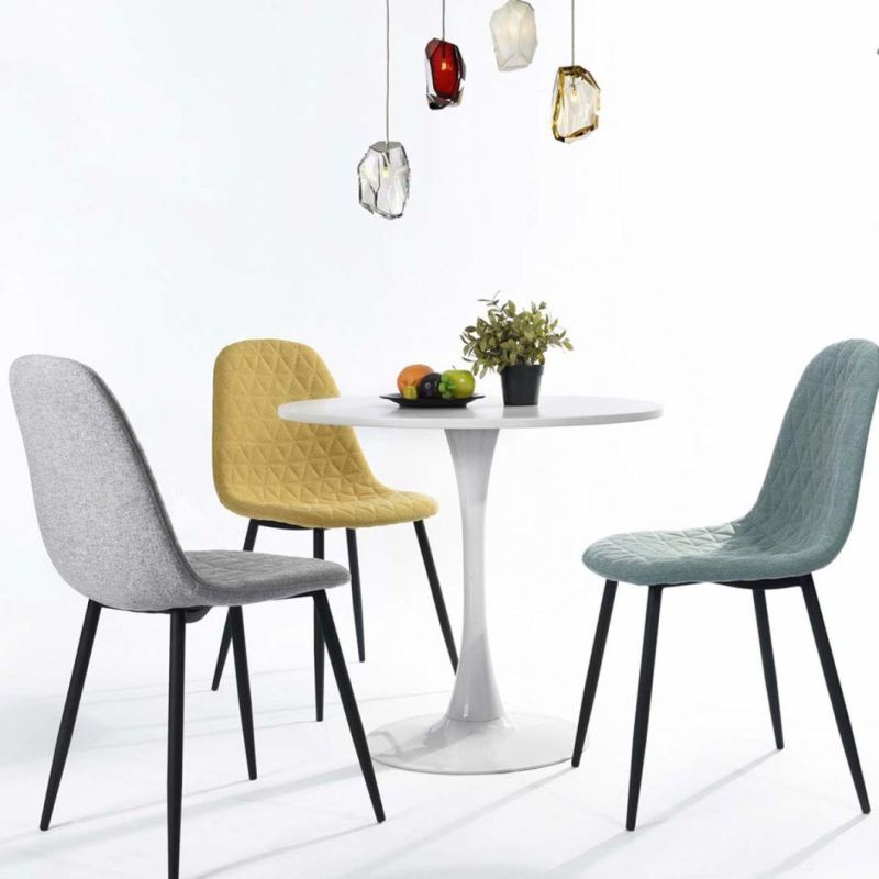 Nordic White Round MDF Metal Leg Restaurant Dining Table