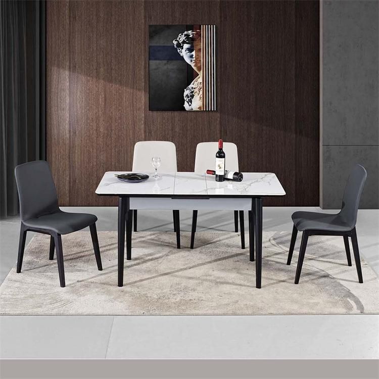 Stylish Design Square Shaped Designer White Solid Surface/Artificial Marble 6 Seats Dining Table