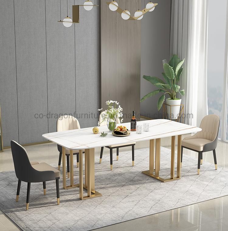 Sintered Stone Hot Sale Metal Leg Dining Table and Chairs