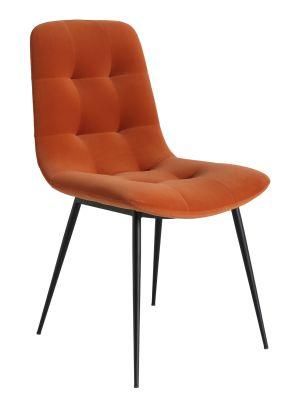 Popular Orange Fabric Chair Simple Metal Leg Dining Room Furniture