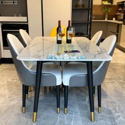 Modern Furnitureset Wholesale Metal Steel Leg Marble Top Dining Tables