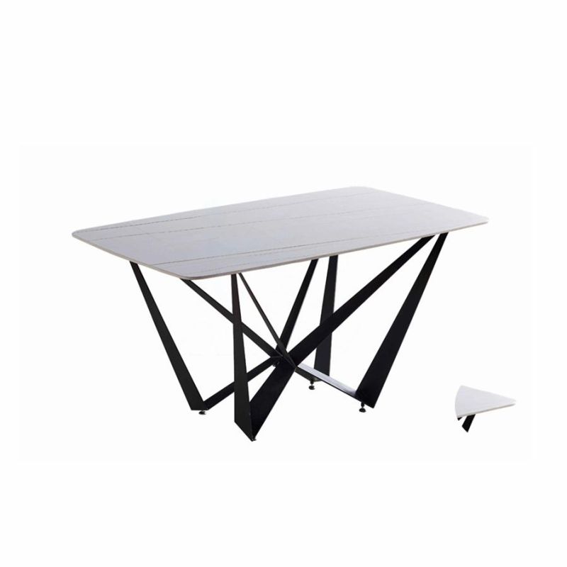 Nordic Home Furniture Marble Dining Table Light Luxury Rectangular Ceramic Top Dining Tables