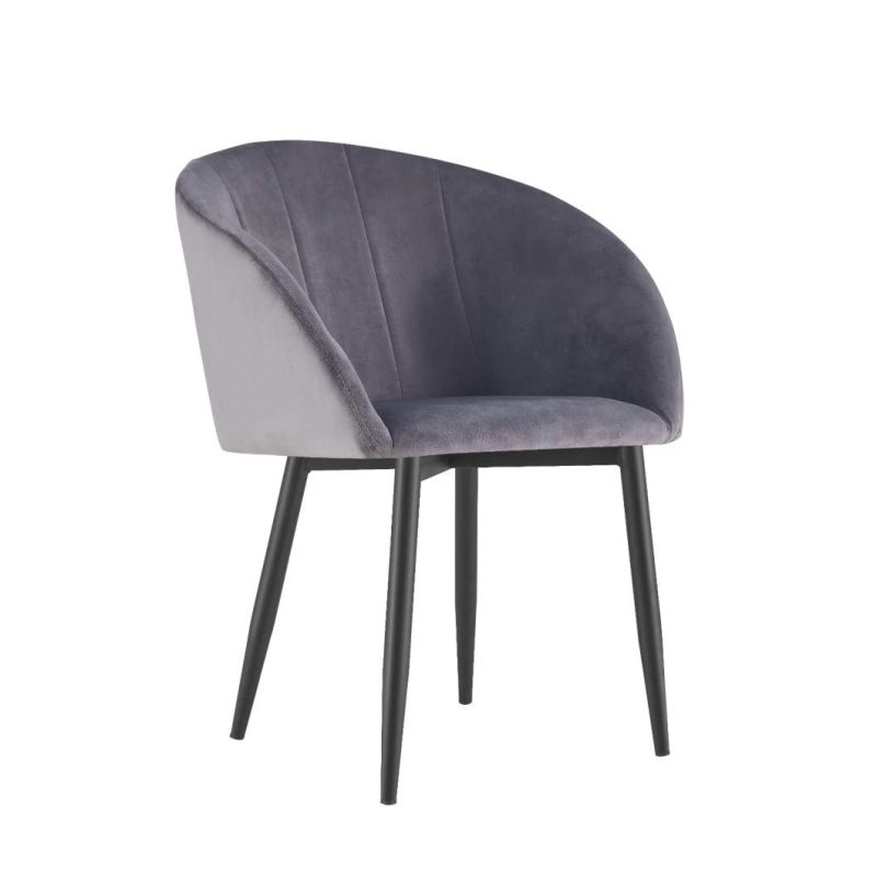 Home Furniture Stainless Steel Fabric Armchair Modern Living Room Blue Velvet Shell Shaped Chair