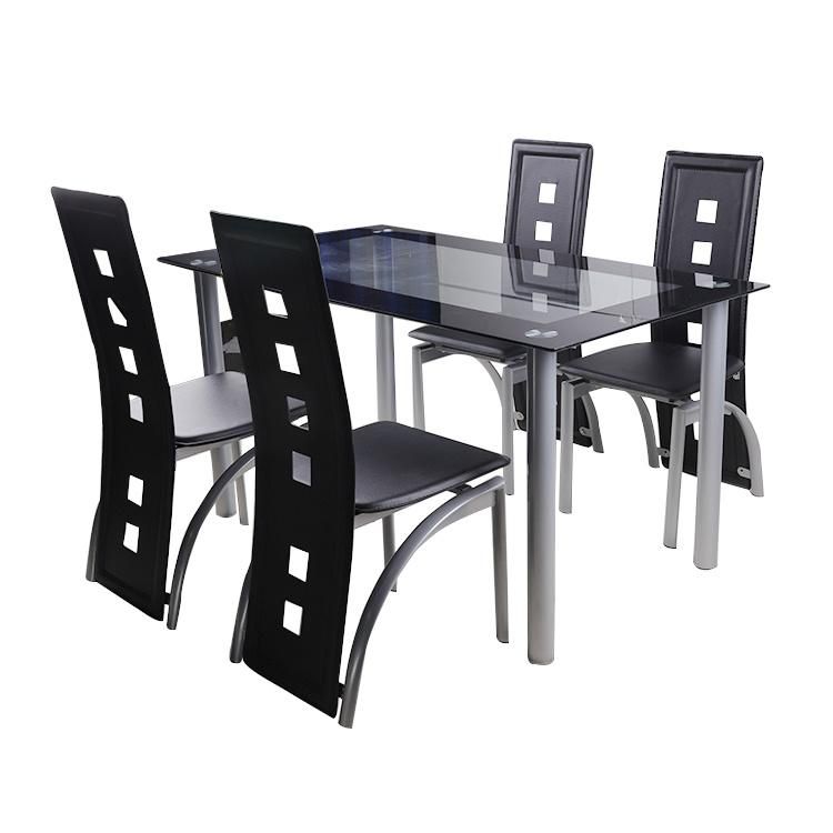 Free Sample Cheap Restaurant Furniture Dining Room Set Modern Stylish Glass Dining Table and Chair Metal Legs Dining Chair