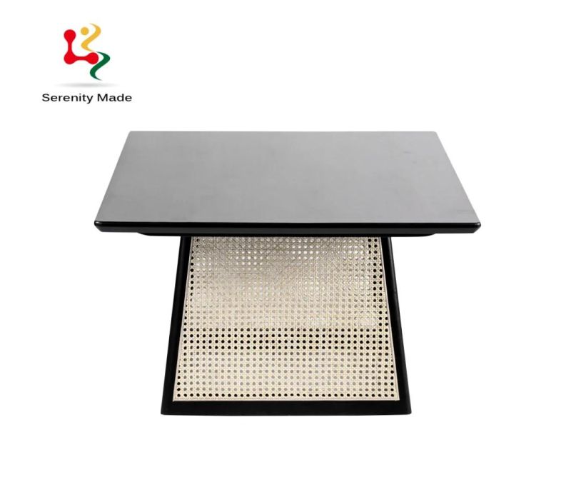 Modern Hotel Furniture Rectangle Timber Woven Dining Table