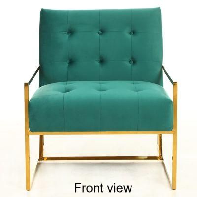 Velvet Upholstery Iron Colorful Upholstered Flannel Chair with Metal Leg High Back Dining Chair