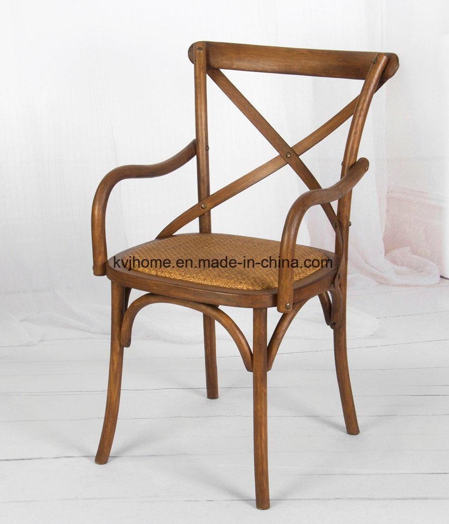 Antique Wooden Cross Back Arm Chair (Rch-4002)