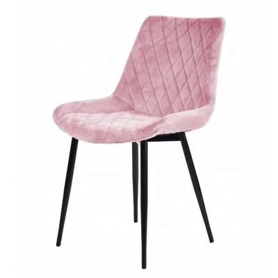 Amazonas Hot Sale Popular Modern Living Room Chair Pink Velvet Fancy Home Leisure Chair Metal Leg Velvet Dining Chair