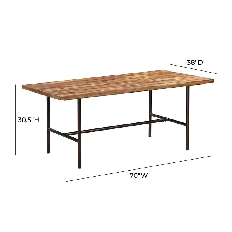 Wholesale Solid Wood Rustic Style Dining Table Solid Wooden Top Metal Leg Table Custom Nordic Industrial Style Solid Wood Kitchen Dining Table for Milk Shop