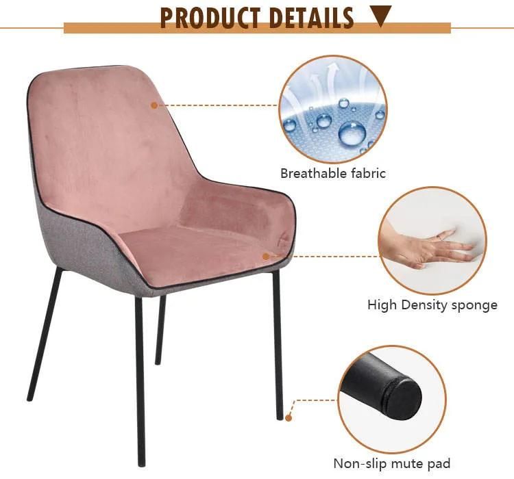 High Quality Home Furniture Dressing Upholstered Seat Velvet Dining Chair with Golden Chrome Legs