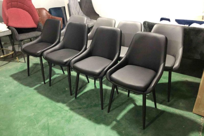 Wholesale Grey Velvet Upholstered Metal Legs Nordic Accent Furniture Modern Dining Chair