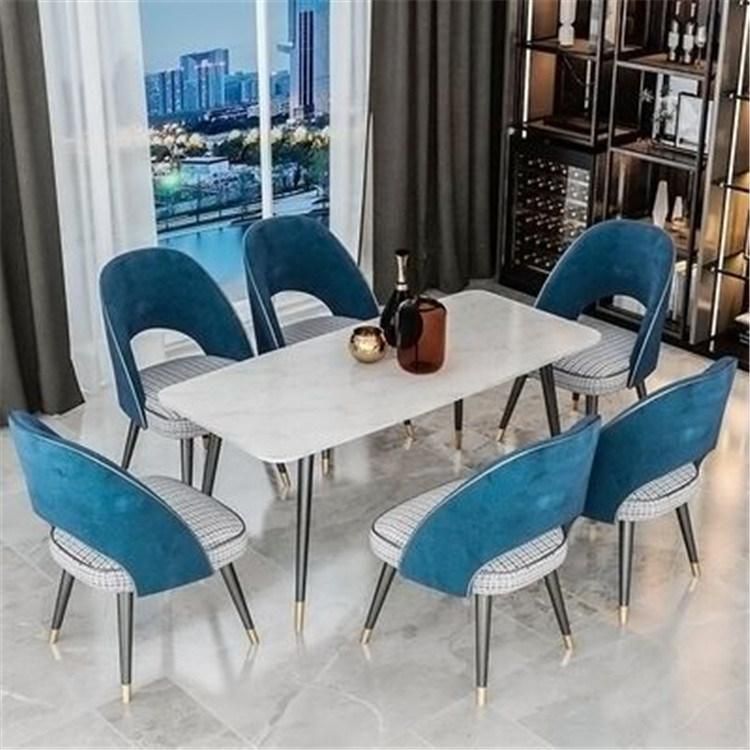 Hotel Modern Fabric Metal Chrome Legs Dining Chair for Restaurant