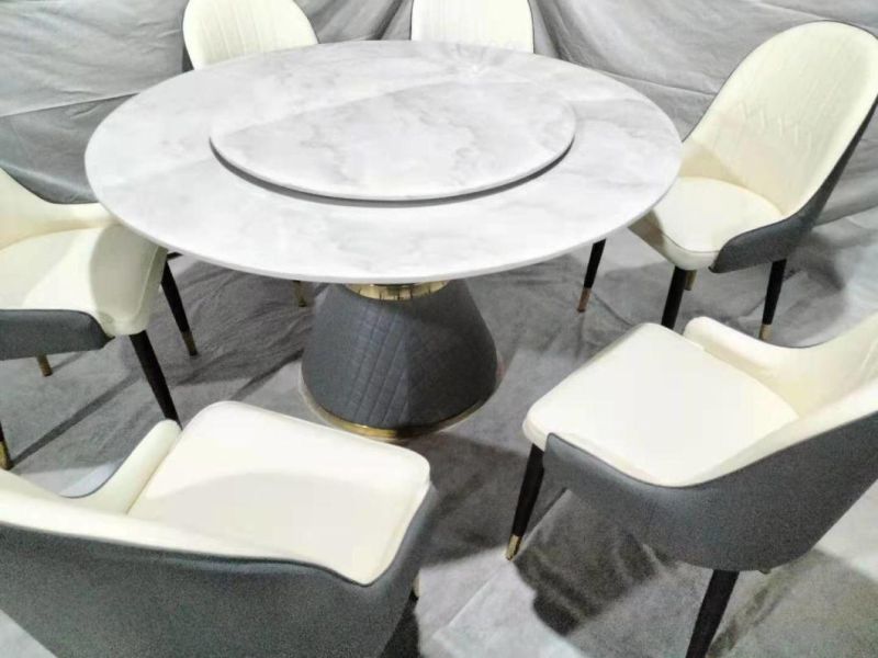 Stainless Steel Marble Dining Table Set Furniture Modern Round Table