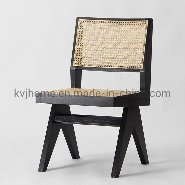 Kvj-6543 Solid Beech Wood Cane Webbing Rattan Pierre Jeanneret Dining Chair