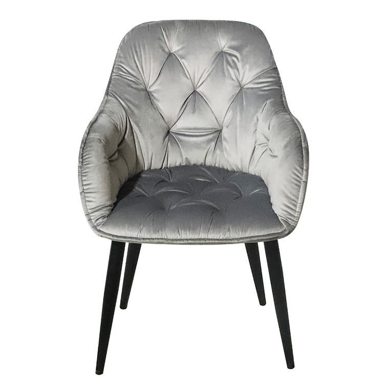 Europe Style of Luxury Upholstered Soft Back Velvet Fabric Dining Chair with Metal Legs