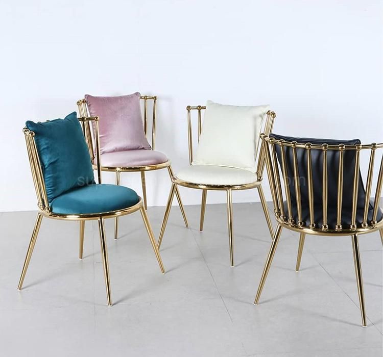 Italian Style Furniture Gold Stainless Steel Frame Velvet Dining Chairs