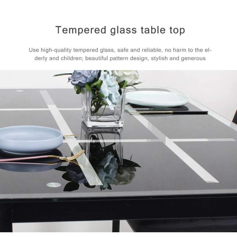 Hot Sale 4 or 6 People Cheap Glass Dining Furniture Iron Leg spray Painting Platner Dining Table