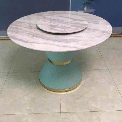 Hot Selling Modern Design Home Furniture Artificial Marble Top and Metal Stainless Steel Base Dining Table