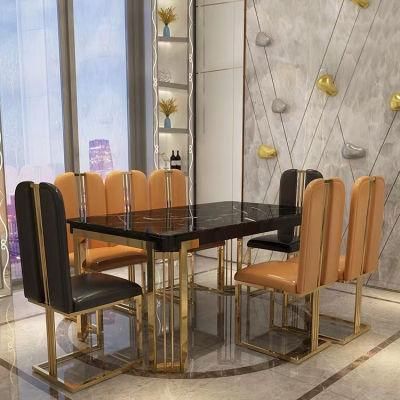 Accept Customized Rectangle Modern Marble Hotel Luxury Gold Dining Tables