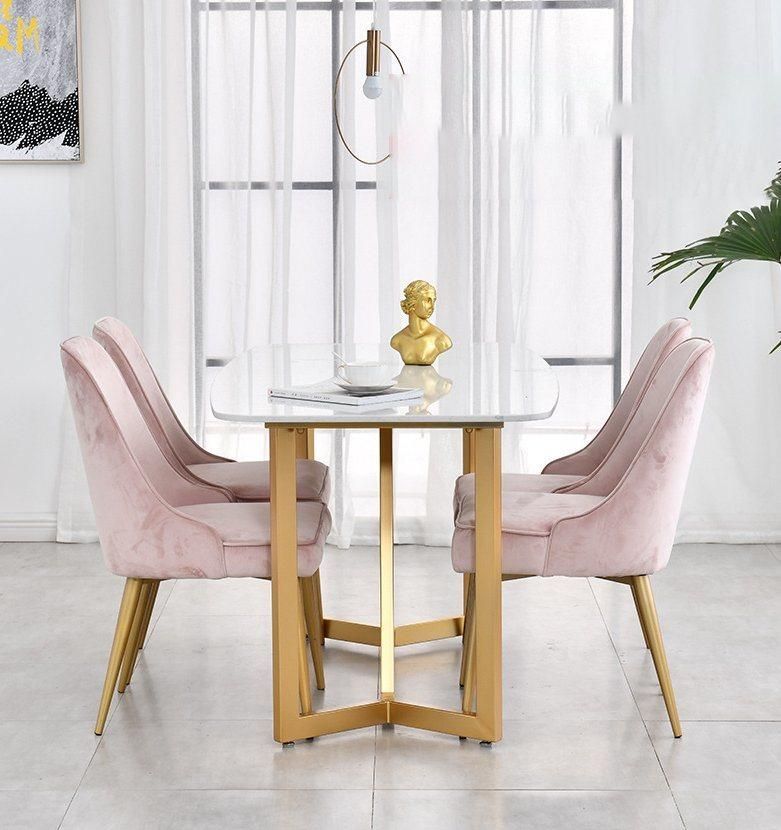 Popular Marble Top Dining Table with Stainless Steel Leg