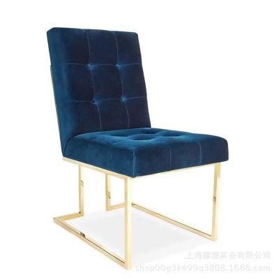 Velvet Upholstery Modern Fabric Dining Chair with Metal Legs