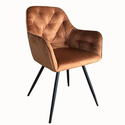 Living Room Restaurant Velvet Single Sofa Armchair with Metal Leg