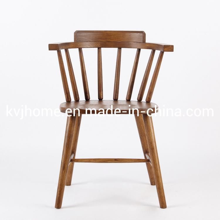 Kvj-7024 Windsor Solid Wood Natural Dining Room Restaurant Armchair