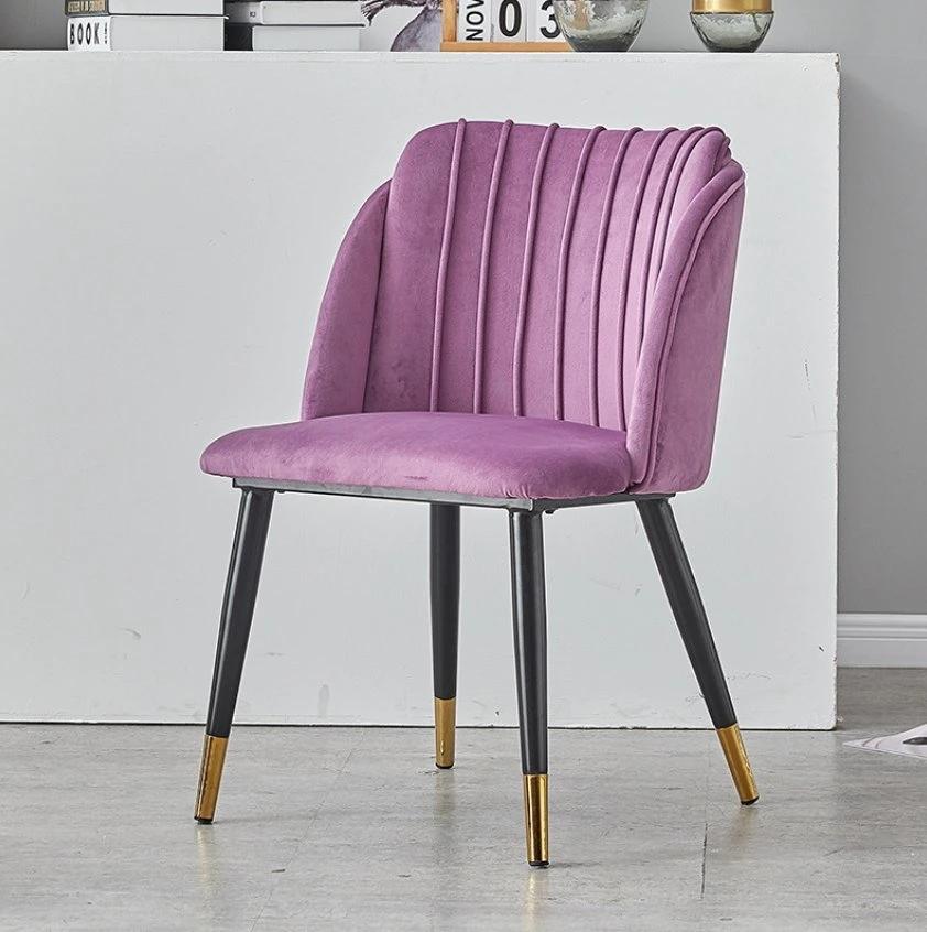 High Quality Luxury Modern Metal Legs Velvet Dining Chair