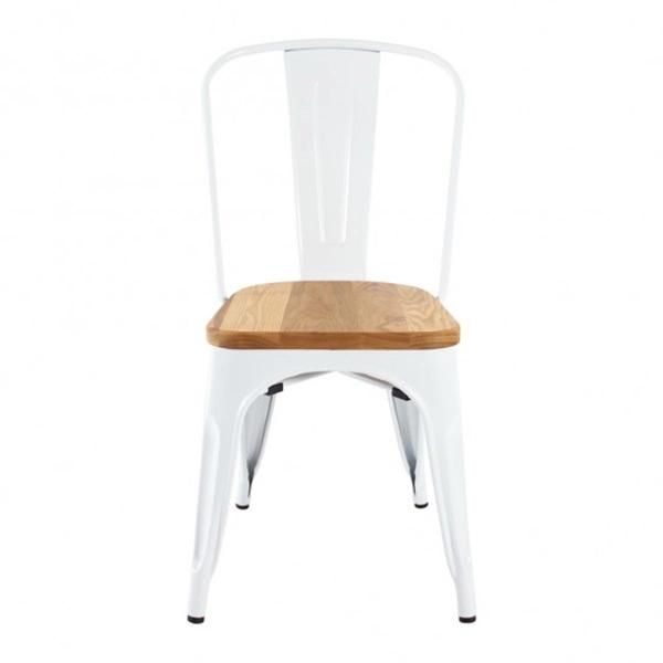 Cheap Steel White Tolix Chair with Wood Seat