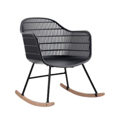 Hot Selling Metal Leisure Outdoor PP Seat Rocking Chair with Armrest