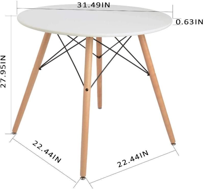 Furniture Factory Nordic White Coffee Cafe MDF Tables Set Solid Wood Round Dining Table with Wooden Legs