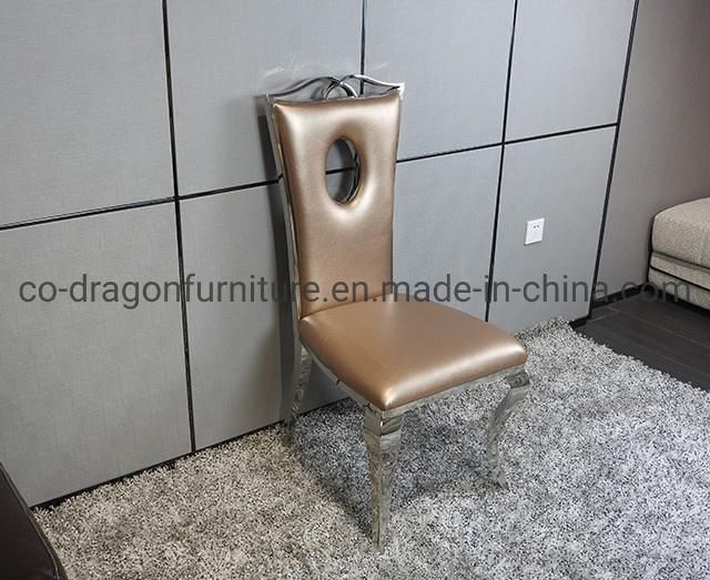 High Quality Wedding Furniture Metal Leather Stainless Steel Dining Chair