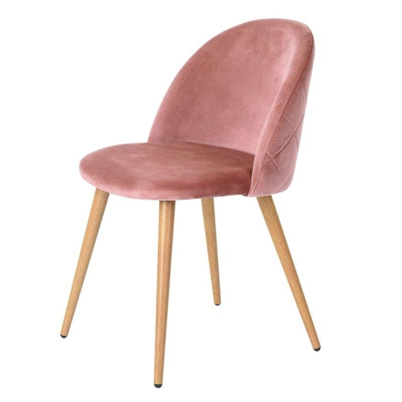 Wholesale Upholstered Dining Room Chair Modern Luxury Furniture Button Tufted Fabric Velvet Steel Dining Chair