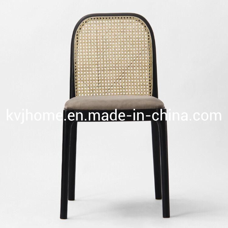 Kvj-9037b Wholesale Black Rattan Wooden Dining Chair