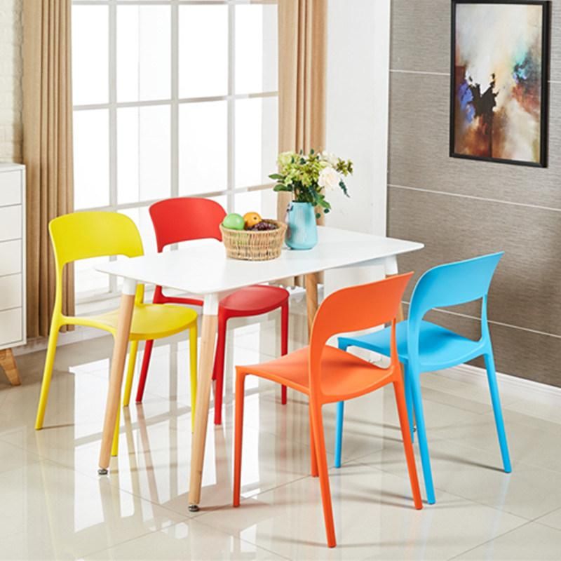 Modern Colorful Stacking Designer Red White PP Stackable Dining Plastic Chair