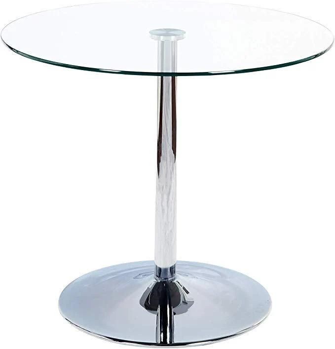 Hot Sale Ultra Simple Modern Style Designs Glass Luxury Stainless Steel Round Dining Tables