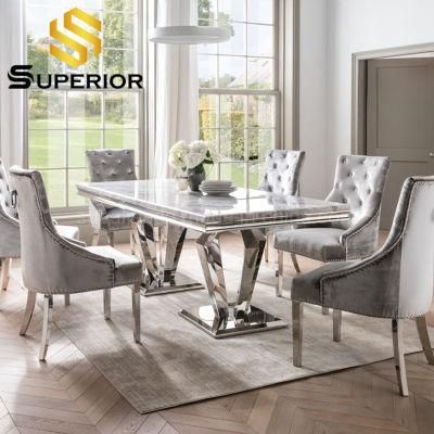 Chinese Restaurant Furniture Luxury Marble Dining Table and Chair Set