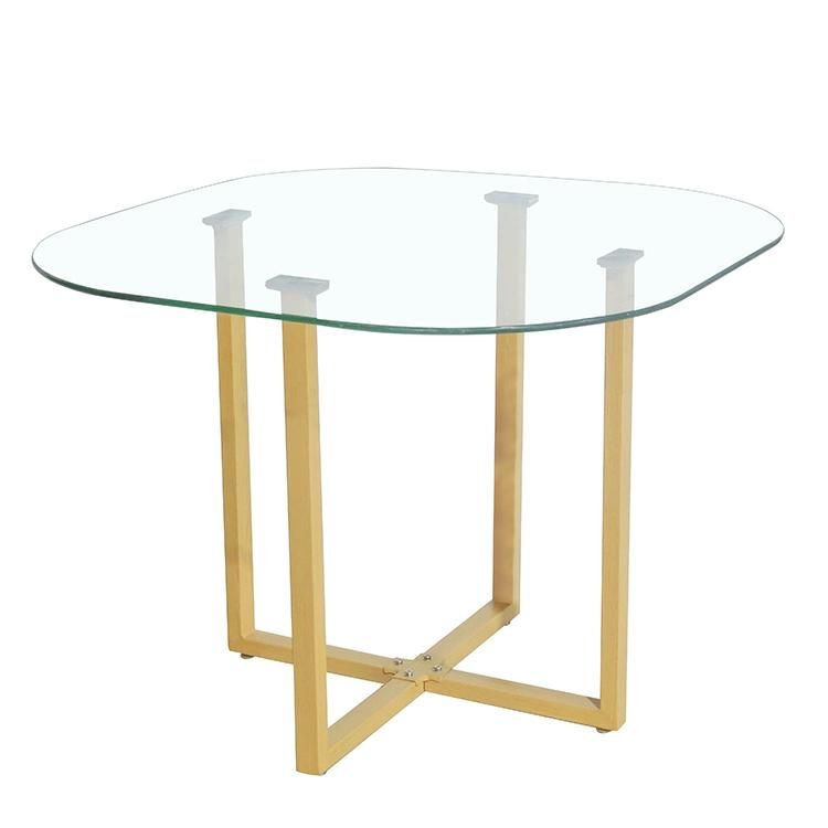 Home Furniture Modern Wholesale Market Tempered Transparent Square Glass Dining Table