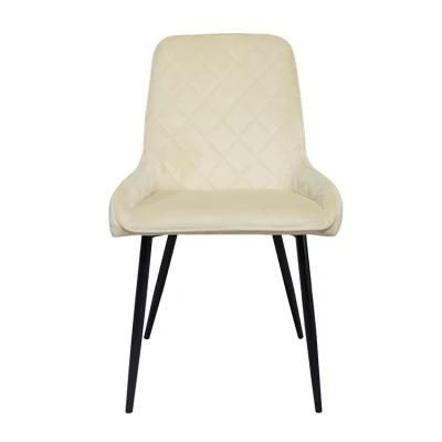 Wholesale Home Furniture Iron Legs Dining Chair White Velvet Fabric Chair for Dining Room