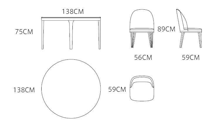 OEM/ODM Modern Design Hotel Villa Apartment Home House Furniture Dining Table Round Marble Top Walnut Solid Wood Leg Dining Table